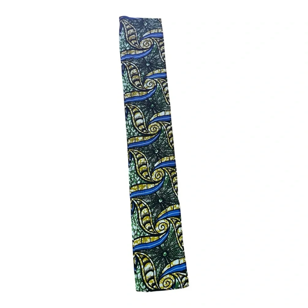 Laddi African print floral cotton full-circle belted midi skirt one size scarf